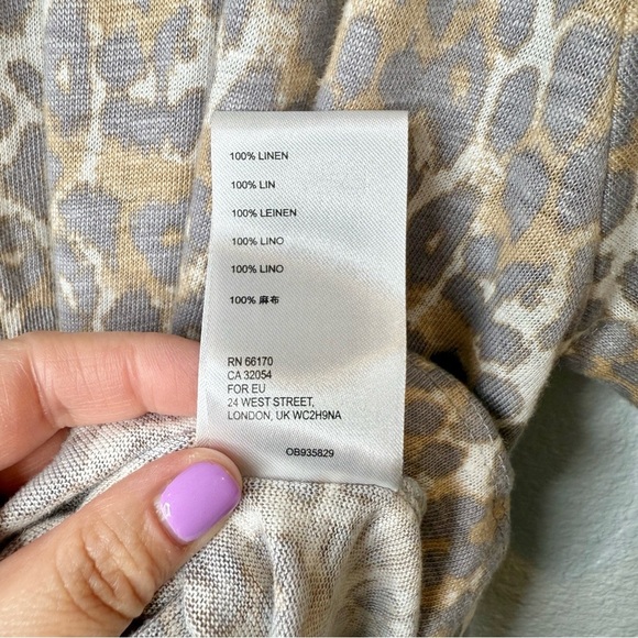 Anthropologie Maeve Linen Leopard Puff Short Sleeve Women’s Top Sz s - Picture 7 of 11
